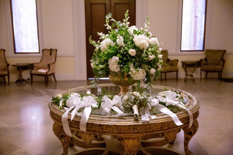 OHEKA CASTLE FOYER WITH BOUQUETS