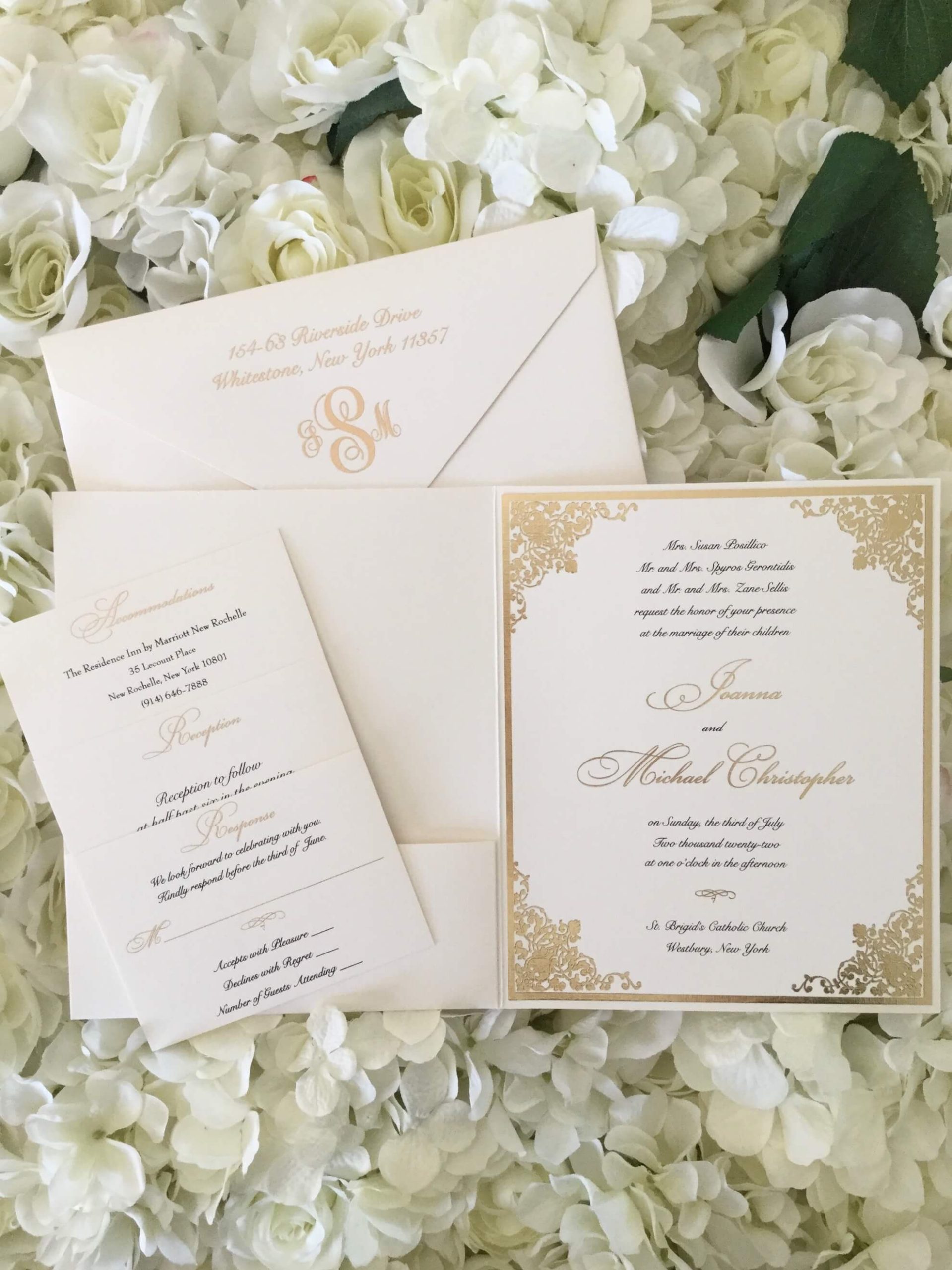 Glen island wedding invitation ivory and gold linen paper-20